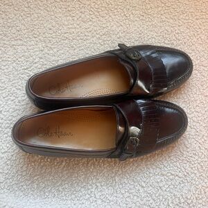 COLE HAAN Men's 11 D - Brown Leather Kiltie Tassel Loafers -Slip On Dress Shoes